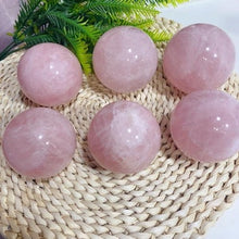 Load image into Gallery viewer, 70MM+ Natural Rose quartz Sphere，Polishing Rose quartz ball by hand，Crystal Healing Divination ball and free wooden base-crystal gift-gift
