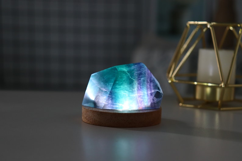 Natural fluorite Lamp. Rainbow Fluorite Lamp Decor.Quartz Crystal Night Light.crystal gravel lamp.Healing Crystal.Gemstone Lamp.