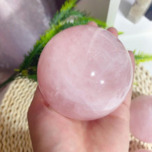 Load image into Gallery viewer, 70MM+ Natural Rose quartz Sphere，Polishing Rose quartz ball by hand，Crystal Healing Divination ball and free wooden base-crystal gift-gift
