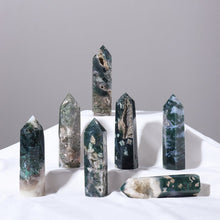 Load image into Gallery viewer, Natural Moss Agate Crystal Wand Point Healing Obelisk-Spiritual Protection Meditation Energy Reiki Gemstone Hexagonal Tower-crystal gift
