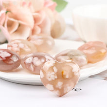 Load image into Gallery viewer, 2PC Super large Natural Sakura Flower Agate Heart, Cherry Blossom Agate Heart Crystal Heart-crystal gift-birthday gift, Home Decor
