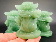 Load image into Gallery viewer, Natural Hand-carved Aventurine yoda，crystal carved，Crystal gift，Quartz crystal，crystal skull，crystal character，crystal healing
