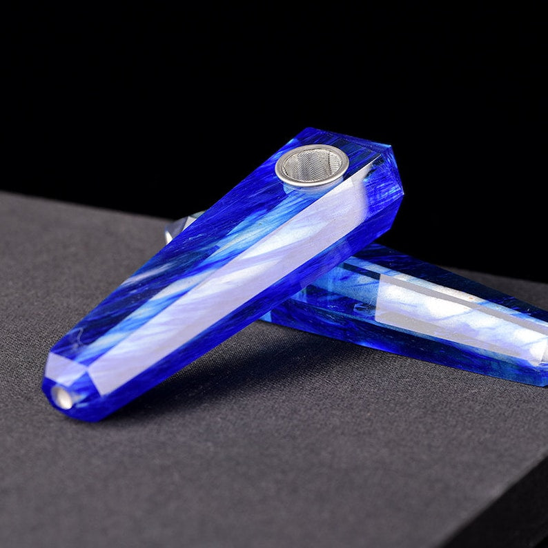 Blue Smelted Stone Pipe-Crystal Pipe-Quartz Pipe-Crystal Pipe-Crystal Gift-Birthday Gift